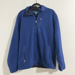 LL Bean Fleece Pullover Half Zip Jacket Mens L Blue Outdoors Hiking Sporty Top